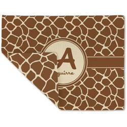 Giraffe Print Double-Sided Linen Placemat - Single w/ Name and Initial