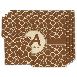 Giraffe Print Linen Placemat w/ Name and Initial