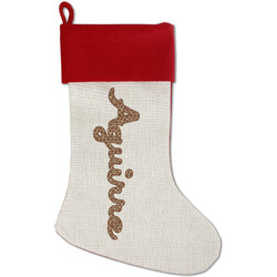 Giraffe Print Red Linen Stocking (Personalized)