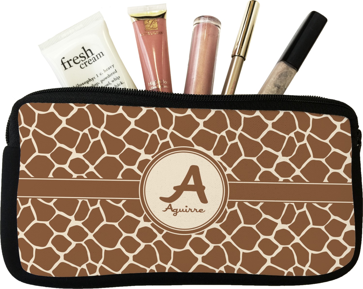 Custom Giraffe Print Makeup Cosmetic Bag Personalized