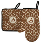 Giraffe Print Left Oven Mitt & Pot Holder Set w/ Name and Initial