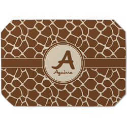 Giraffe Print Dining Table Mat - Octagon (Single-Sided) w/ Name and Initial