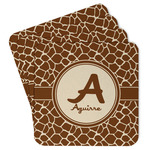 Giraffe Print Paper Coasters w/ Name and Initial