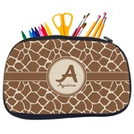 Giraffe Print Neoprene Pencil Case - Medium w/ Name and Initial