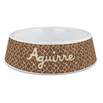 Giraffe Print Plastic Dog Bowl - Large (Personalized)