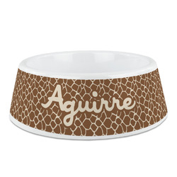 Giraffe Print Plastic Dog Bowl (Personalized)