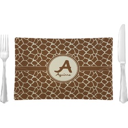 Giraffe Print Rectangular Glass Lunch / Dinner Plate - Single or Set (Personalized)
