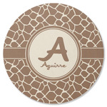 Giraffe Print Round Rubber Backed Coaster (Personalized)