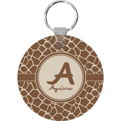 Giraffe Print Round Plastic Keychain (Personalized)