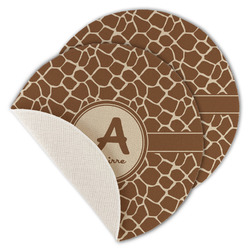 Giraffe Print Round Linen Placemat - Single Sided - Set of 4 (Personalized)