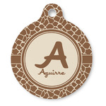 Giraffe Print Round Pet ID Tag - Large (Personalized)