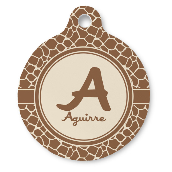 Custom Giraffe Print Round Pet ID Tag - Large (Personalized)