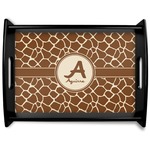 Giraffe Print Black Wooden Tray - Large (Personalized)