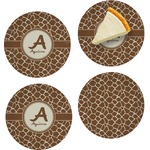 Giraffe Print Set of 4 Glass Appetizer / Dessert Plate 8" (Personalized)