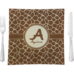 Giraffe Print Glass Square Lunch / Dinner Plate 9.5" (Personalized)