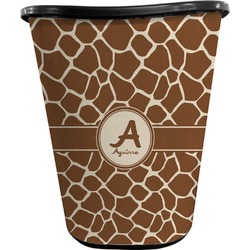 Giraffe Print Waste Basket - Single Sided (Black) (Personalized)