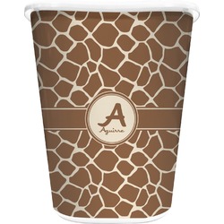 Giraffe Print Waste Basket - Single Sided (White) (Personalized)