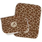 Giraffe Print Burp Cloths - Fleece - Set of 2 w/ Name and Initial