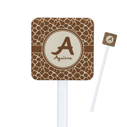 Giraffe Print Square Plastic Stir Sticks (Personalized)