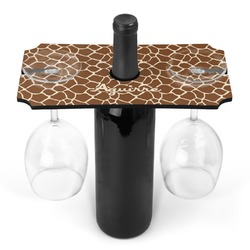 Giraffe Print Wine Bottle & Glass Holder (Personalized)