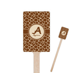 Giraffe Print 6.25" Rectangle Wooden Stir Sticks - Single Sided (Personalized)
