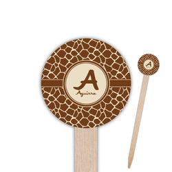 Giraffe Print 6" Round Wooden Food Picks - Single Sided (Personalized)