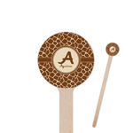 Giraffe Print 6" Round Wooden Stir Sticks - Single Sided (Personalized)