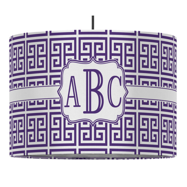 Custom Greek Key 16" Drum Pendant Lamp - Fabric (Personalized)