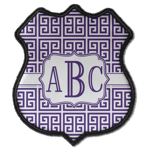 Custom Greek Key Iron On Shield Patch C w/ Monogram