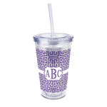 Greek Key 16oz Double Wall Acrylic Tumbler with Lid & Straw - Full Print (Personalized)