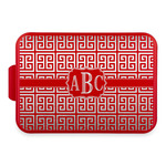 Greek Key Aluminum Baking Pan with Red Lid (Personalized)