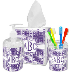 Greek Key Acrylic Bathroom Accessories Set w/ Monogram