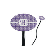 Greek Key 7" Oval Plastic Stir Sticks - Black - Double Sided (Personalized)