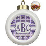 Greek Key Ceramic Ball Ornaments - Poinsettia Garland (Personalized)