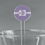 Greek Key 7" Round Plastic Stir Sticks - Clear (Personalized)