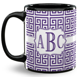 Greek Key 11 Oz Coffee Mug - Black (Personalized)