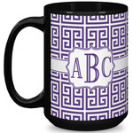 Greek Key 15 Oz Coffee Mug - Black (Personalized)