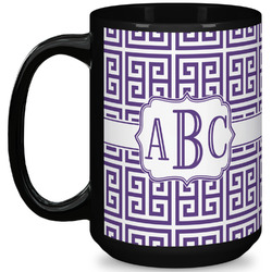 Greek Key 15 Oz Coffee Mug - Black (Personalized)