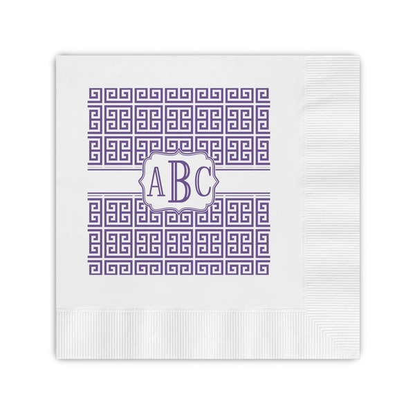 Custom Greek Key Coined Cocktail Napkins (Personalized)