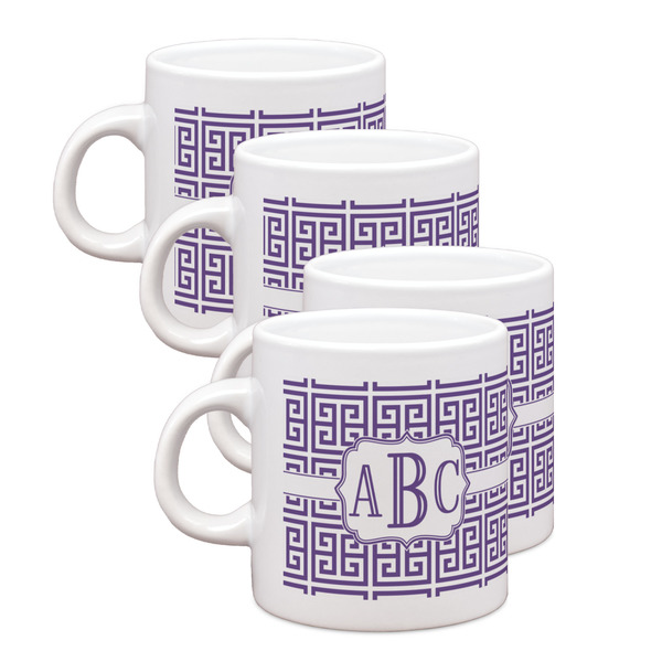 Custom Greek Key Single Shot Espresso Cups - Set of 4 (Personalized)