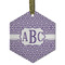 Greek Key Frosted Glass Ornament - Hexagon