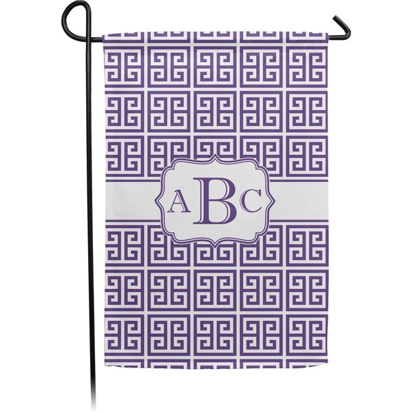 Custom Greek Key Small Garden Flag - Double Sided w/ Monograms