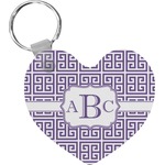 Greek Key Heart Plastic Keychain w/ Monogram