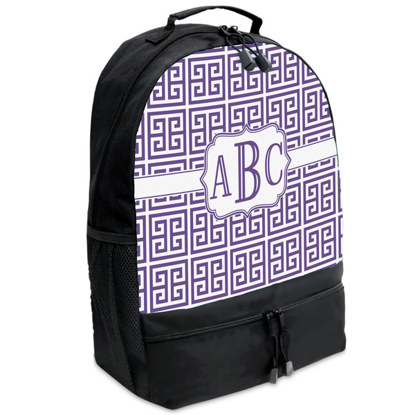 Custom Greek Key Backpacks - Black (Personalized)