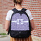 Greek Key Large Backpack - Black - On Back