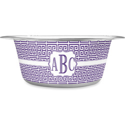 Greek Key Stainless Steel Dog Bowl - Medium (Personalized)