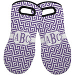 Greek Key Neoprene Oven Mitts - Set of 2 w/ Monogram