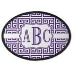 Greek Key Iron On Oval Patch w/ Monogram