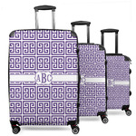 Greek Key 3 Piece Luggage Set - 20" Carry On, 24" Medium Checked, 28" Large Checked (Personalized)