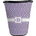 Greek Key Waste Basket - Single Sided (Black) (Personalized)